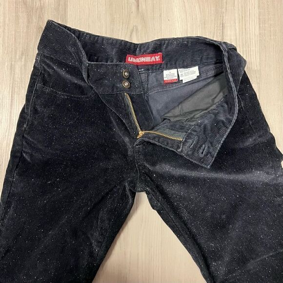 EUC vintage y2k Union Bay black corduroy pants silver glitter throughout sz 3 - Picture 11 of 15